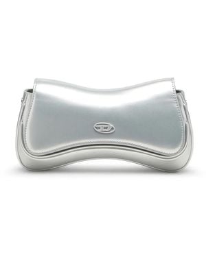 DIESEL Logo-Plaque Clutch Bag - Grey