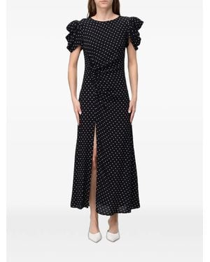 Mar De Margaritas Polka-Dot Ruched Maxi Dress - Black
