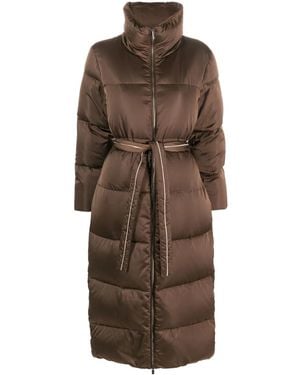 Peserico Monili-Chain Belted Puffer Jacket - Brown