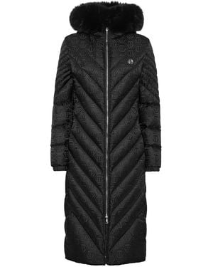 Philipp Plein モノグラム パデッドコート - ブラック