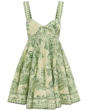 ALÉMAIS Sara Twist-Detail Printed Mini Dress - Green