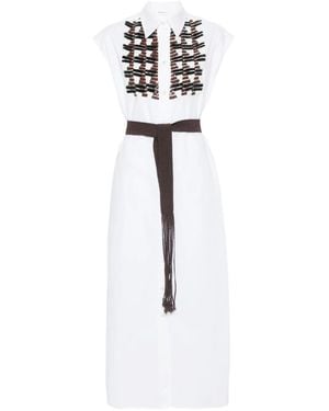P.A.R.O.S.H. Chemisier Smanicato Con Paillettes - Bianco