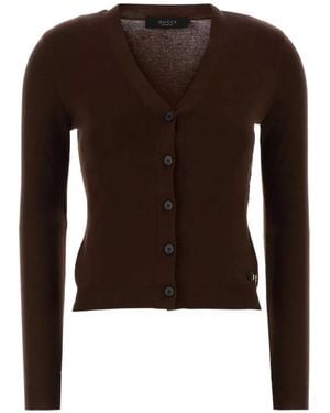 Gucci V-Neck Button-Up Cardigan - Brown