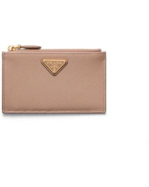 Prada Saffiano-Leather Card Holder - Pink