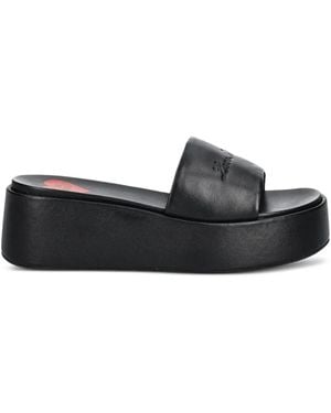 Love Moschino Logo-Detail Platform Heeled Sandals - Black