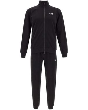 EA7 Core Logo-Print Cotton Tracksuit - Blue