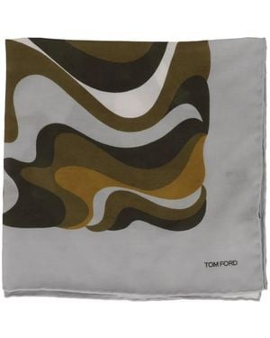 Tom Ford Abstract-Print Pocket Square - Grey