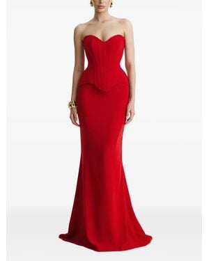 Benedetto Strapless Peplum Corset Top - Red