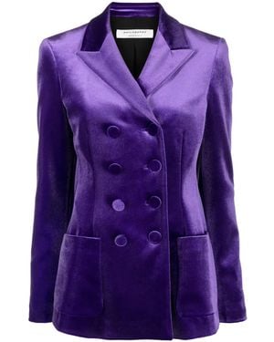 Philosophy Di Lorenzo Serafini Double-Breast Satin-Finish Blazer - Purple