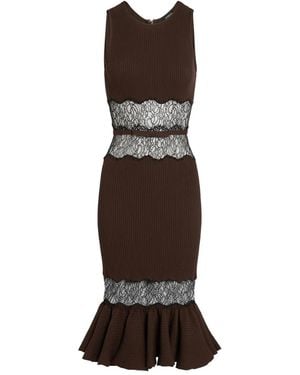 Giambattista Valli Vestido midi con detalles de encaje - Marrón