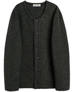Our Legacy Ribbed-Knit Panelled Cardigan - Black