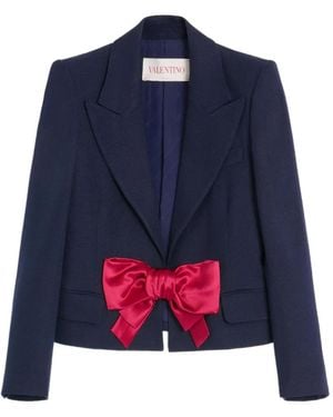 Valentino Garavani Bow-Detail Single-Breasted Blazer - Blue