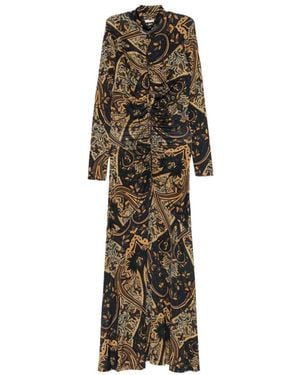Ulla Johnson Ida Paisley-Print Ruched Maxi Dress - Natural