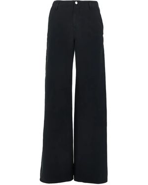 Emporio Armani J2H Wide-Leg Cotton Trousers - Black
