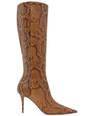 AMINA MUADDI Barbara Snake-Effect Boots - Brown
