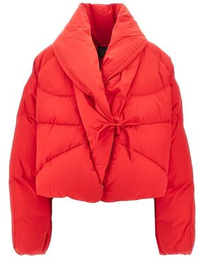 Bacon W Soft Vault Quilted Tie-Fastening Jacket - Red