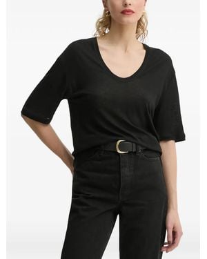 By Malene Birger Amaringa V-Neck Short-Sleeve T-Shirt - Black