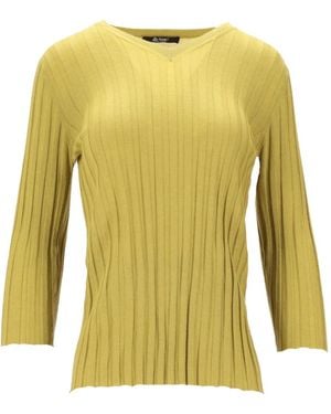 LA ROSE V-Neck Ribbed Sweater - Yellow