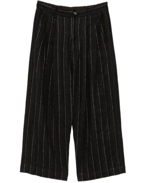 Ziggy Chen Pinstripe-Pattern Pleated Trousers - Black