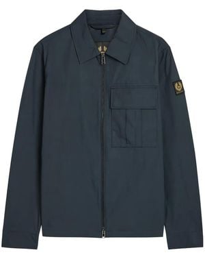 Belstaff Logo-Patch Shirt Jacket - Blue