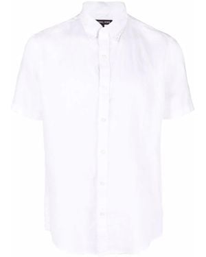 Michael Kors Button-Down Short-Sleeve Linen Shirt - White