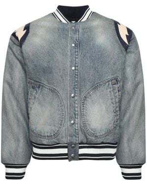 Rhude Lightening Denim Bomber Jacket - Grey