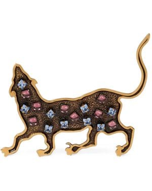 Etro Broche Con Motivo De Tigre Y Strass - Marrón