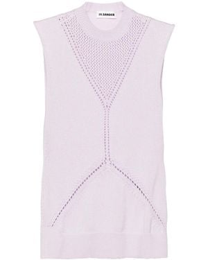 Jil Sander ノースリーブ ニットトップ - パープル