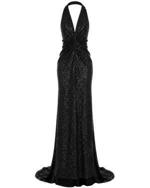 ROSERRY Sienna Sequin-Embellished Halterneck Maxi Dress - Black