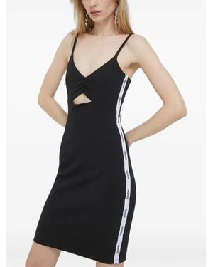 HUGO Cut-Out Logo-Tape Mini Dress - Black