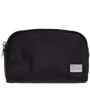 DIESEL Logo-plaque wash bag - Schwarz