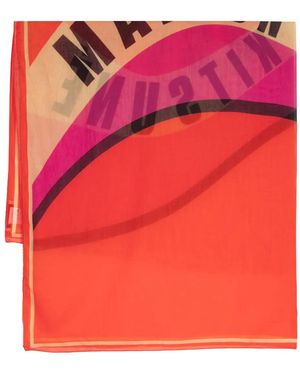 Maison Kitsuné Écharpe En Coton À Logo Imprimé - Pink
