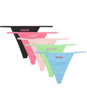 Juicy Couture Lot De Cinq Strings À Logo Pailleté - White