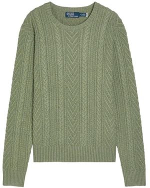 Polo Ralph Lauren Aran-Knit Cotton-Linen Jumper - Green