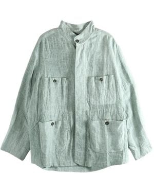 Ziggy Chen Linen Shirt Jacket - Blue