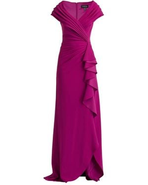 Tadashi Shoji Ruffled Draped Maxi Dress - Purple