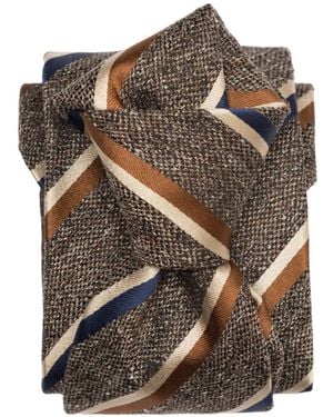 Elizabetta Velletri Striped Silk Tie - Brown