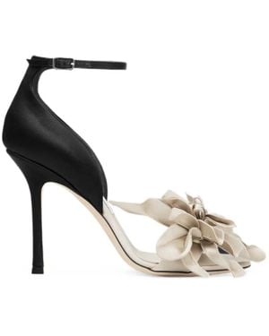 Jimmy Choo Coko Flower-Embellished Ankle-Strap Sandals - White