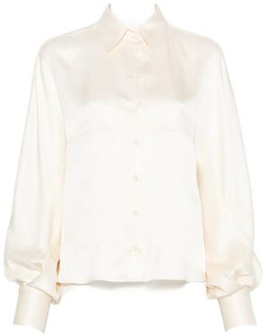 Brunello Cucinelli Balloon-Sleeve Silk Shirt - White