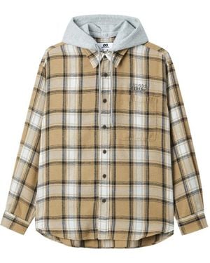 Chocoolate Hooded Check-Pattern Jacket - White