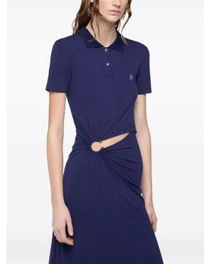 rabanne blue dress Long navy blue trompe-l'il lace dress  Rabanne