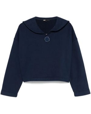 Maje Floral-Brooch Sweatshirt - Blue