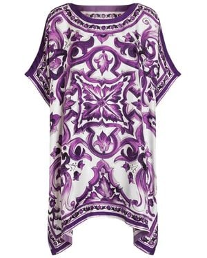 Dolce & Gabbana Printed Short Dress - Purple