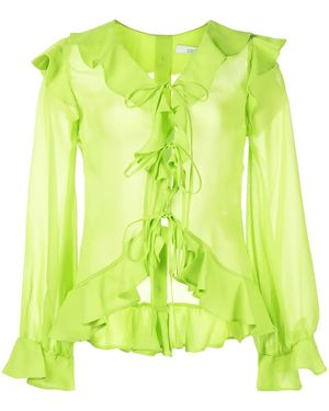 ROKH Ruffled-Detail Blouse - Green