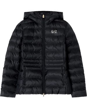 EA7 Padded Jacket With A Fixed Hood And Front Zip Core Lady - Black