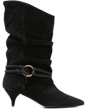 Alchimia Ring-Detail Suede Boots - Black
