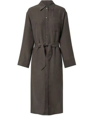 Soeur Belted Shirt Midi Dress - Gray