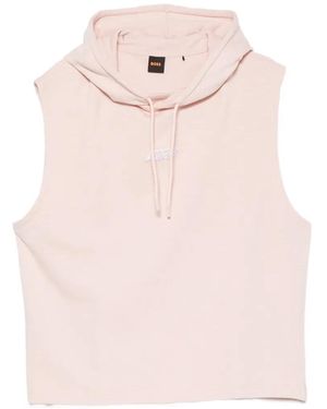 BOSS Logo-Patch Sleeveless Hoodie - Pink