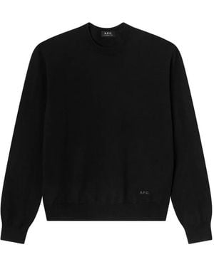 A.P.C. Matthieu Logo-Print Crew-Neck Sweater - Black