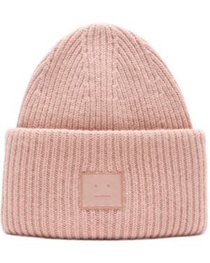 Acne Studios Face Logo Beanie - Pink